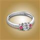 2 - Aniyah 0.68 ctw (5.00 mm) Classic Three Stone Round Lab Grown Diamond and Pink Tourmaline Engagement Ring 