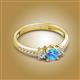 2 - Aniyah 0.71 ctw (5.00 mm) Classic Three Stone Round Blue Topaz and Lab Grown Diamond Engagement Ring 