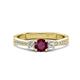 1 - Aniyah 0.71 ctw (5.00 mm) Classic Three Stone Round Rhodolite Garnet and Lab Grown Diamond Engagement Ring 