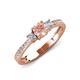 3 - Aniyah 0.69 ctw (5.00 mm) Classic Three Stone Round Morganite and Lab Grown Diamond Engagement Ring 