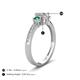 4 - Aniyah 0.68 ctw (5.00 mm) Classic Three Stone Round Natural Diamond and Emerald Engagement Ring 