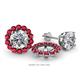 1 - Serena 0.88 ctw (2.00 mm) Round Ruby Jackets Earrings 