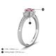 4 - Aniyah 0.61 ctw (5.00 mm) Classic Three Stone Round Pink Tourmaline and Natural Diamond Engagement Ring 