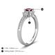 4 - Aniyah 0.71 ctw (5.00 mm) Classic Three Stone Round Rhodolite Garnet and Lab Grown Diamond Engagement Ring 