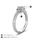 4 - Aniyah 0.74 ctw (5.00 mm) Classic Three Stone Round Lab Grown Diamond and Rhodolite Garnet Engagement Ring 