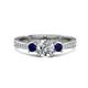 1 - Aniyah 1.36 ctw GIA Certified Classic Three Stone Round Natural Diamond (SI/H) and Blue Sapphire Engagement Ring 