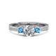 1 - Aniyah 1.32 ctw GIA Certified Classic Three Stone Round Natural Diamond (SI/H) and Blue Topaz Engagement Ring 