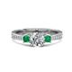 1 - Aniyah 1.34 ctw GIA Certified Classic Three Stone Round Natural Diamond (SI/H) and Emerald Engagement Ring 