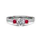 1 - Aniyah 1.34 ctw GIA Certified Classic Three Stone Round Natural Diamond (SI/H) and Ruby Engagement Ring 