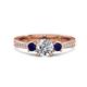 1 - Aniyah 1.36 ctw GIA Certified Classic Three Stone Round Natural Diamond (SI/G) and Blue Sapphire Engagement Ring 