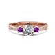 1 - Aniyah 1.30 ctw GIA Certified Classic Three Stone Round Natural Diamond (SI/G) and Amethyst Engagement Ring 