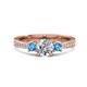 1 - Aniyah 1.32 ctw GIA Certified Classic Three Stone Round Natural Diamond (SI/G) and Blue Topaz Engagement Ring 