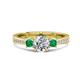 1 - Aniyah 1.34 ctw GIA Certified Classic Three Stone Round Natural Diamond (SI/G) and Emerald Engagement Ring 