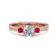 1 - Aniyah 1.34 ctw GIA Certified Classic Three Stone Round Natural Diamond (SI/G) and Ruby Engagement Ring 