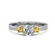 1 - Aniyah 1.30 ctw GIA Certified Classic Three Stone Round Natural Diamond (SI/G) and Citrine Engagement Ring 