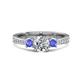 1 - Aniyah 1.32 ctw GIA Certified Classic Three Stone Round Natural Diamond (SI/G) and Tanzanite Engagement Ring 
