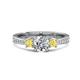 1 - Aniyah 1.35 ctw GIA Certified Classic Three Stone Round Natural Diamond (SI/G) and Yellow Sapphire Engagement Ring 