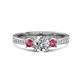 1 - Aniyah 1.30 ctw GIA Certified Classic Three Stone Round Natural Diamond (SI/H) and Pink Tourmaline Engagement Ring 