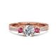 1 - Aniyah 1.30 ctw GIA Certified Classic Three Stone Round Natural Diamond (SI/G) and Pink Tourmaline Engagement Ring 