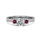 1 - Aniyah 1.38 ctw GIA Certified Classic Three Stone Round Natural Diamond (SI/H) and Rhodolite Garnet Engagement Ring 
