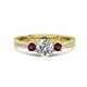 1 - Aniyah 1.38 ctw GIA Certified Classic Three Stone Round Natural Diamond (SI/H) and Rhodolite Garnet Engagement Ring 