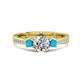 1 - Aniyah 1.28 ctw GIA Certified Classic Three Stone Round Natural Diamond (SI/H) and Turquoise Engagement Ring 