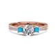 1 - Aniyah 1.28 ctw GIA Certified Classic Three Stone Round Natural Diamond (SI/G) and Turquoise Engagement Ring 