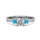 1 - Aniyah 1.28 ctw GIA Certified Classic Three Stone Round Natural Diamond (SI/H) and Turquoise Engagement Ring 