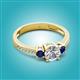 3 - Aniyah 1.36 ctw GIA Certified Classic Three Stone Round Natural Diamond (SI/H) and Blue Sapphire Engagement Ring 