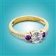 3 - Aniyah 1.30 ctw GIA Certified Classic Three Stone Round Natural Diamond (SI/H) and Amethyst Engagement Ring 