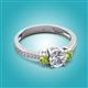 3 - Aniyah 1.38 ctw GIA Certified Classic Three Stone Round Natural Diamond (SI/H) and Peridot Engagement Ring 
