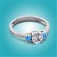 3 - Aniyah 1.32 ctw GIA Certified Classic Three Stone Round Natural Diamond (SI/G) and Blue Topaz Engagement Ring 