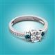 3 - Aniyah 1.34 ctw GIA Certified Classic Three Stone Round Natural Diamond (SI/G) and Blue Diamond Engagement Ring 