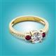 3 - Aniyah 1.38 ctw GIA Certified Classic Three Stone Round Natural Diamond (SI/G) and Rhodolite Garnet Engagement Ring 