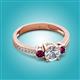 3 - Aniyah 1.38 ctw GIA Certified Classic Three Stone Round Natural Diamond (SI/G) and Rhodolite Garnet Engagement Ring 