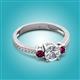 3 - Aniyah 1.38 ctw GIA Certified Classic Three Stone Round Natural Diamond (SI/H) and Rhodolite Garnet Engagement Ring 