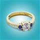 3 - Aniyah 1.30 ctw GIA Certified Classic Three Stone Round Natural Diamond (SI/G) and Iolite Engagement Ring 