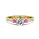 1 - Aniyah 1.48 ctw IGI Certified Classic Three Stone Round Lab Grown Diamond (VS1/F) and Pink Sapphire Engagement Ring 
