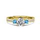 1 - Aniyah 1.32 ctw IGI Certified Classic Three Stone Round Lab Grown Diamond (VS1/F) and Blue Topaz Engagement Ring 