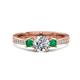 1 - Aniyah 1.34 ctw IGI Certified Classic Three Stone Round Lab Grown Diamond (VS1/F) and Emerald Engagement Ring 