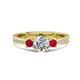1 - Aniyah 1.34 ctw IGI Certified Classic Three Stone Round Lab Grown Diamond (VS1/F) and Ruby Engagement Ring 
