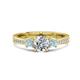 1 - Aniyah 1.30 ctw IGI Certified Classic Three Stone Round Lab Grown Diamond (VS1/F) and Aquamarine Engagement Ring 