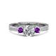 1 - Aniyah 1.30 ctw IGI Certified Classic Three Stone Round Lab Grown Diamond (VS1/F) and Amethyst Engagement Ring 