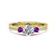 1 - Aniyah 1.30 ctw IGI Certified Classic Three Stone Round Lab Grown Diamond (VS1/F) and Amethyst Engagement Ring 