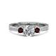 1 - Aniyah 1.38 ctw IGI Certified Classic Three Stone Round Lab Grown Diamond (VS1/F) and Red Garnet Engagement Ring 