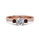 1 - Aniyah 1.38 ctw IGI Certified Classic Three Stone Round Lab Grown Diamond (VS1/F) and Red Garnet Engagement Ring 