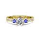1 - Aniyah 1.32 ctw IGI Certified Classic Three Stone Round Lab Grown Diamond (VS1/F) and Tanzanite Engagement Ring 