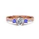 1 - Aniyah 1.32 ctw (6.50 mm) IGI Certified Classic Three Stone Round Lab Grown Diamond (VS1/F) and Tanzanite Engagement Ring 