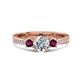 1 - Aniyah 1.38 ctw IGI Certified Classic Three Stone Round Lab Grown Diamond (VS1/F) and Rhodolite Garnet Engagement Ring 