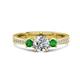 1 - Aniyah 1.38 ctw IGI Certified Classic Three Stone Round Lab Grown Diamond (VS1/F) and Green Garnet Engagement Ring 